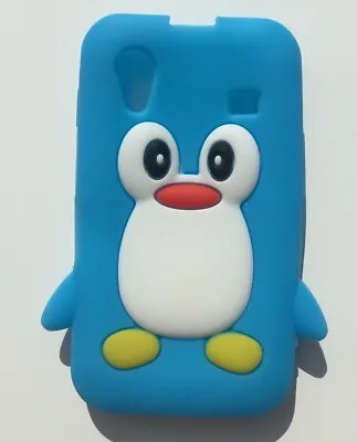 NEW Blue Black Kids Penguin Silicone Phone Case Cover Samsung Galaxy Ace S5830 • £3.95