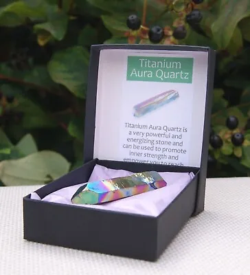 £6.99 • Buy Rainbow Titanium Aura Quartz Point Natural Crystal Healing Presentation Gift Box