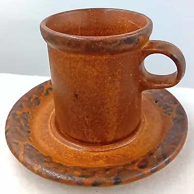 Nelson McCoy Mug Saucer Canyon Mesa 1412 Brown Stoneware Pottery Vintage USA • $12.99