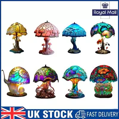 Mushroom Table Lamp Colorful Resin Bedside Lamp Energy Saving For Hotel Cafe Bar • £12.79