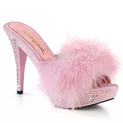 ELEGANT-401F Platform Marabou Fur Slipper • $67.99