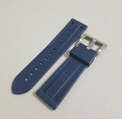$198 • Buy Panerai Watch 24/22mm Dark Blue OEM Rubber Dive Strap With Tang Buckle MXEOB5B3