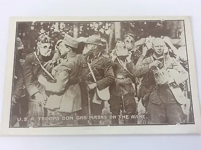 USA Troops Don Gas Masks On The Aisne Issued By YMCA Hut Fund Military Postcard • $58.06