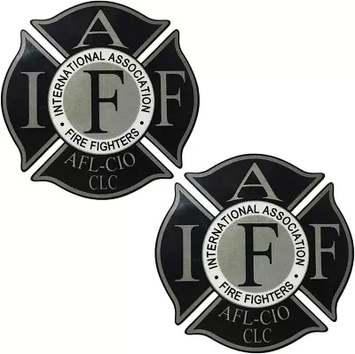 2pk Reflective Black IAFF Union Decal Vinyl Firefighter 4  Window Fire Truck • $11.99