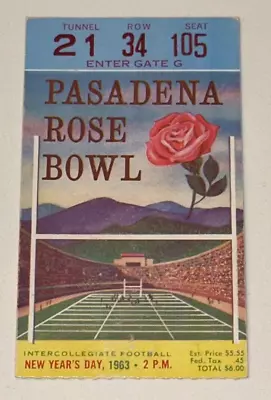 1963 Rose Bowl Wisconsin USC NCAA College Football Ticket Stub GOOD+++ • $49.69