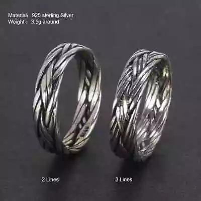 Viking Jewelry 925 Sterling Silver Braided Ring For Men And Women Couple Wedding • $21.85