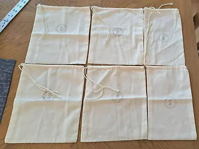 Natural Cotton Muslin Drawstring 6 Reusable Bags 6x10  8x10 Felix Doolittle Logo • $8.25