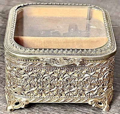 Vintage Sankyo Japan Gold Color Metal Footed Trinket/Jewelry Music Box • $23.99