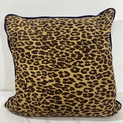Chaps Ralph Lauren Pillow Leopard 18 X 18 Purple Trim Cotton Aragon • $30