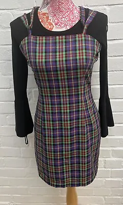 The Ragged Priest Mini Dress XS Green Check Tartan Party Festival • £19.99