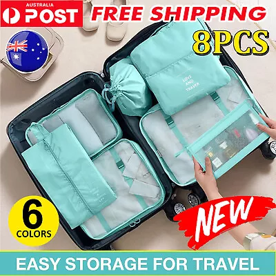 $21.45 • Buy 8X Storage Bags Travel Packing Cubes Pouches Luggage Organiser Clothes Suitcase