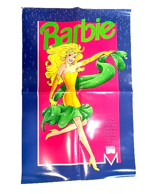 Vintage Barbie 1991 Promo Poster 16 X 24 Marvel Comics Mattel New/unused Folded • $14.95