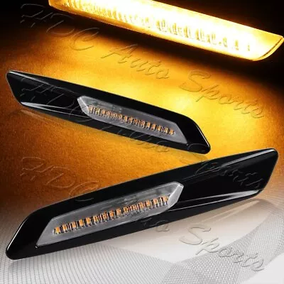 For BMW 1/3/5-Series F10 Style Black Amber LED Turn Signal Side Marker Lights • $19.99