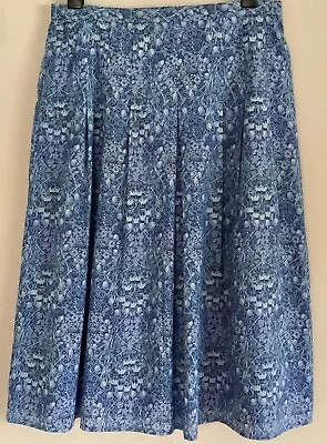 LIBERTY Print Skirt By COTSWOLD COLLECTIONS Blue Floral Cotton - UK 18 - Lovely • £22.99