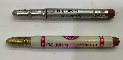 2 Bullet Pencils Advertising Phillips 66 & C-D Farm Service Pens Iowa Vintage • $15