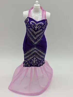Mattel Barbie Fashion Mermaid Fitted Silver Sparkly Purple Gown Dress NO TAG • $8.99