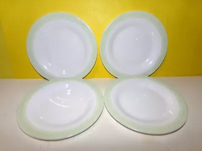 Martha Stewart Laurel Glass Arcoroc France Green Trim Set 8 Salad Plates 7 3/4  • $31.43