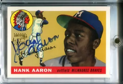 1999 Topps Hank Aaron 1955 Reprint On-Card Auto SSP #47 BRAVES • $600