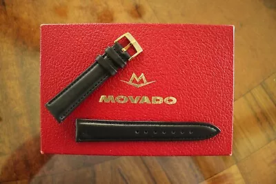 For Movado 18mm Black Calf Leather Watch Band Watchband Strap & Gold Buckle G2 • $89.99