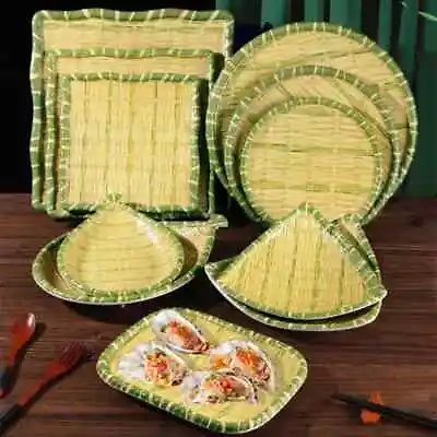 Imitation Bamboo Tray Dishes Plate Fruit Seafood Baskets Restaurant Tableware  • $13.27