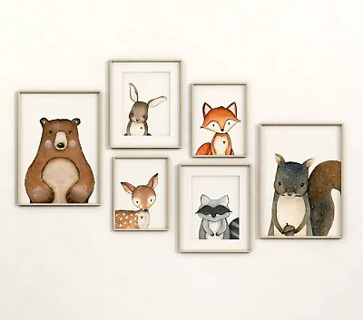 Woodland Animal Baby's Nursery Prints Children's Wall Art Poster Picture • £44.99