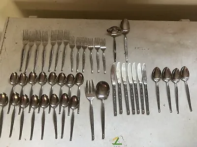 Vtg Set/44 Pcs Stainless Silverware FLORAL PARK By HULL ~midcentury ~ Japan • $84.99