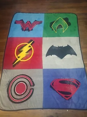 DC Comics Justice League Batman Superman Robin Flash Fleece Throw Blanket 57x42 • $20