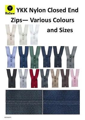 YKK Nylon Closed Zip / 240+ Colours And Sizes Trousers Skirt Dress - GREAT VALUE • £2.66