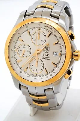 Tag Heuer CJF2150 18K Gold + Stainless Link Chronograph Mens Automatic Watch • $134.50