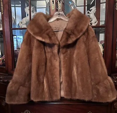 Stunning Authentic Emba Pastel Natural Brown Mink Fur Royal Qualtity Jacket • $399