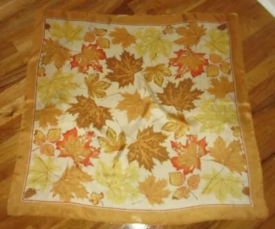 Mustard Yellow Brown Orange Fall Maple Leaves Square Scarf 31  Rolled Hem • $9.99
