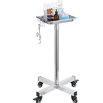 VEVOR Lab Cart Mayo Stand Stainless Steel Medical Trolley Tray 31.9 -55  Salon • $54.51