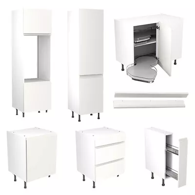 Kitchen Base Unit White Gloss Complete Wall Cabinets Tall JPull Handleless Doors • £154.95