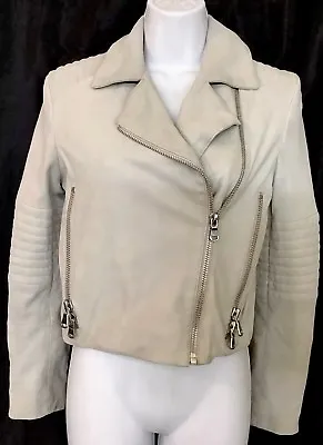 Jbrand Jacket Grey Suede Lamb Leather Moto Jacket Size XS • $275