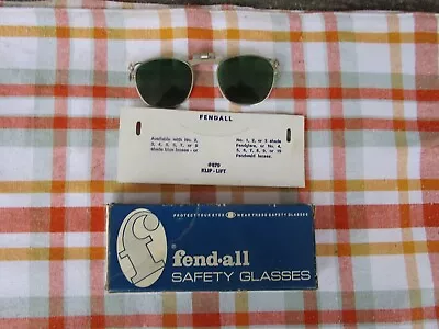 $34.99 • Buy Vintage Fendall Clip On Safety Glasses Dark Green Glass Steampunk Original Box
