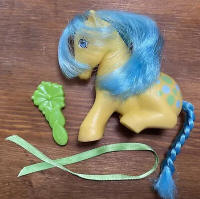 Vintage 1983 My Little Pony G1 MLP BUBBLES Earth Pony W/ Brush Ribbon Yellow • $18.99