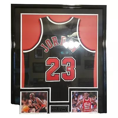 Michael Jordan SIGNED UD Custom Framed UV Museum Glass Autograph Black Jersey  • $11500