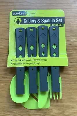Summit 4 Piece Retractable Cutlery And Spatula Set In Green Camping Hiking  • £5.39