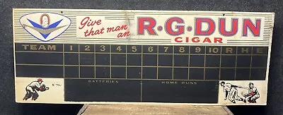 Vtg 50s RG Dun Cigars Baseball Football Hockey Scoreboard Cardboard Sign 32” • $245