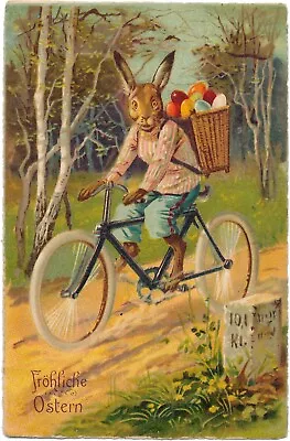 Easter Bunny Delivering Eggs By Bicycle • $10