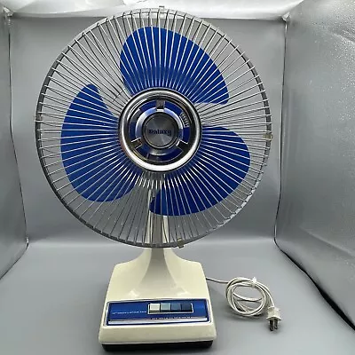 Vintage Galaxy Fan 12  Translucent Aqua Blue Blades 3 Speed Oscillating 👀Video • $69.99