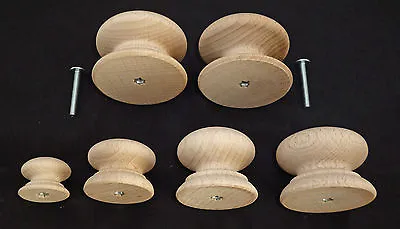 £46.50 • Buy Wooden Beech Drawer Knob Handles With Insert & Screw 25-53mm PICK SIZE, QUANTITY