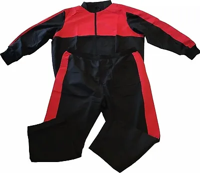 NWT LT Large Tall Tall Microfiber Activewear Warm Up Track Suit Red/Black • $59.95