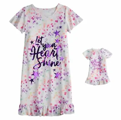 Girl 4-14 And Doll Matching Star Nightgown Clothes Fit American Girl Dollie Me • $16.99