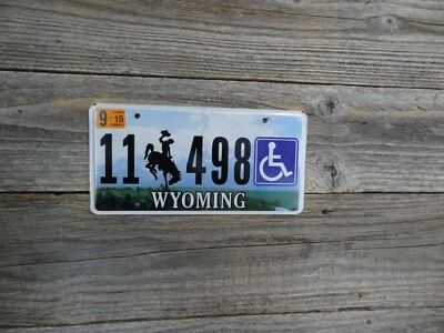 $1.49 • Buy Wyoming Handicap License Plate MINT With Bucking Horse BLOW OUT SALE $1.49