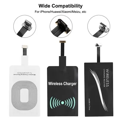 Qi Wireless Charger IOS Type-C Micro USB Receiver Charging Adapter Charger Patch • £4.37