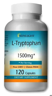 L-Tryptophan 1500mg Serving 120 Capsules - Gluten Free Non-GMO - Fresh • $17.85