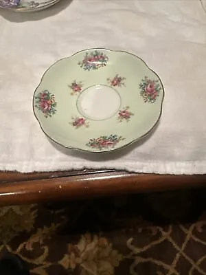 Vintage FOLEY Saucer (only) Roses Mint Green Bone China Teacup 1950 England • $0.99