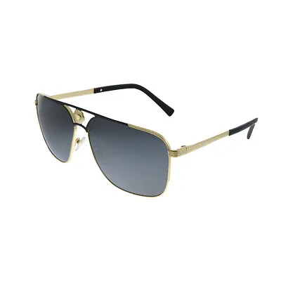 Versace VE 2238 143687 Gold/Matte Black Metal Rectangle Sunglasses Grey Lens • $137.30