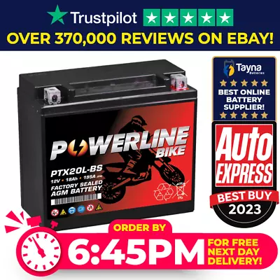 Powerline YTX20L-BS Compatible Battery Harley Davidson FXD/FXST Series Dyna • £46.10